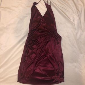 Oh Polly wrap mini dress in wine- size 2